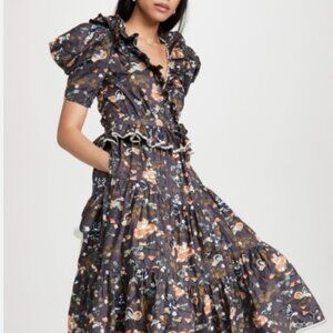 NWOT ULLA JOHNSON Olga Midi Dress in Wildwood XS $695